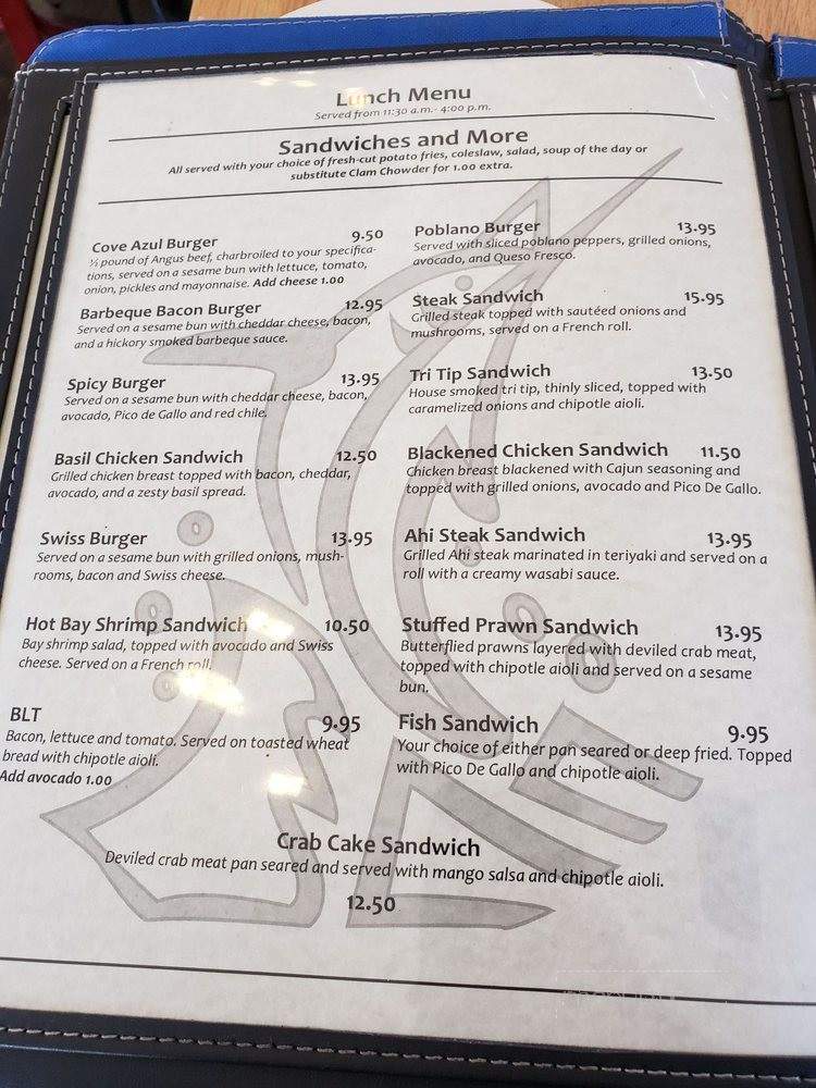 Cove Azul Bar & Grill - Gualala, CA menu_pic