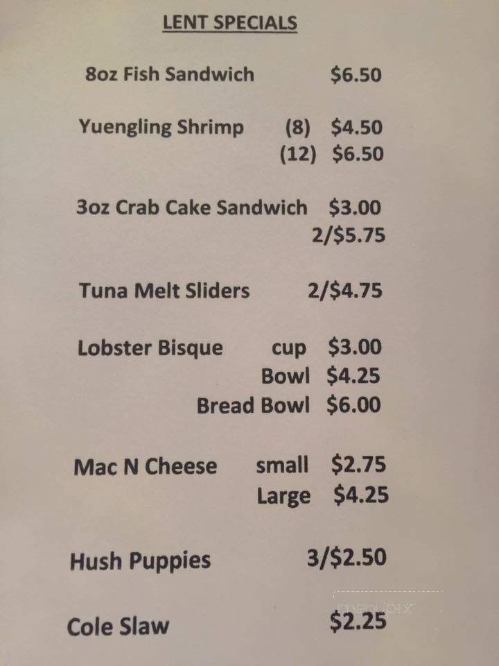 Gabby Inn - Washington, PA menu_pic