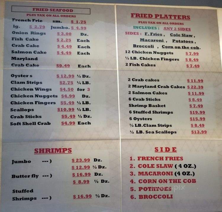 S & J Seafood - Philadelphia, PA menu_pic
