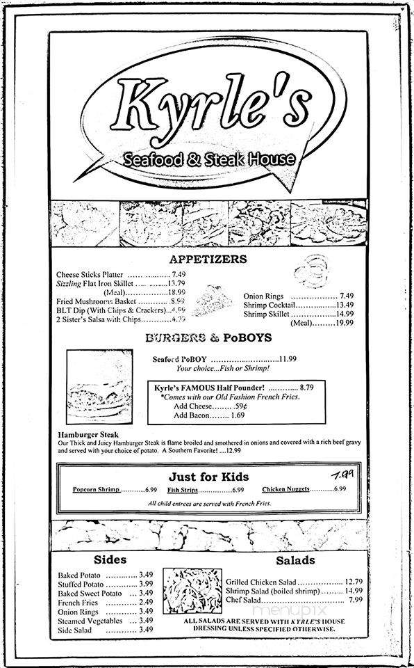 Kyrle's Seafood & Steak House - Mansura, LA menu_pic