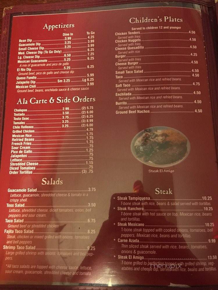 El Rio Mexican Restaurant - Moulton, AL menu_pic