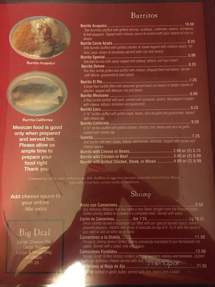 El Rio Mexican Restaurant - Moulton, AL menu_pic