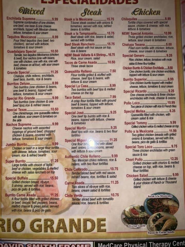 Rio Grande - Hurricane, WV menu_pic