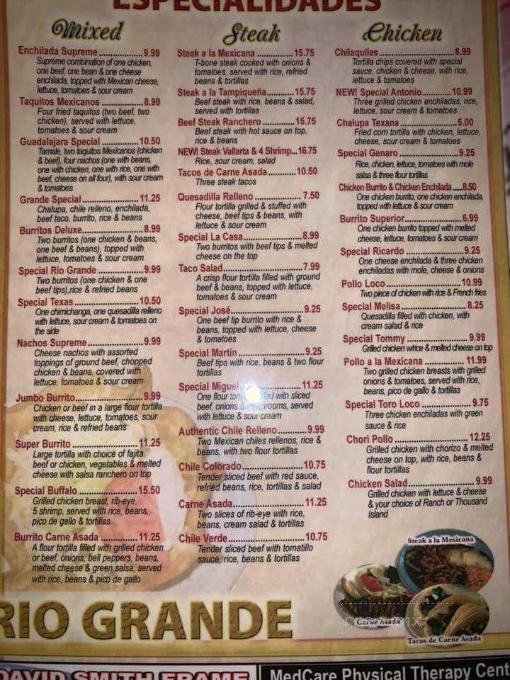 Rio Grande - Hurricane, WV menu_pic