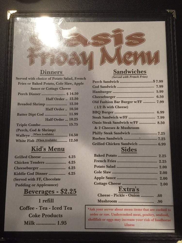 Oasis Lounge - Bay City, MI menu_pic