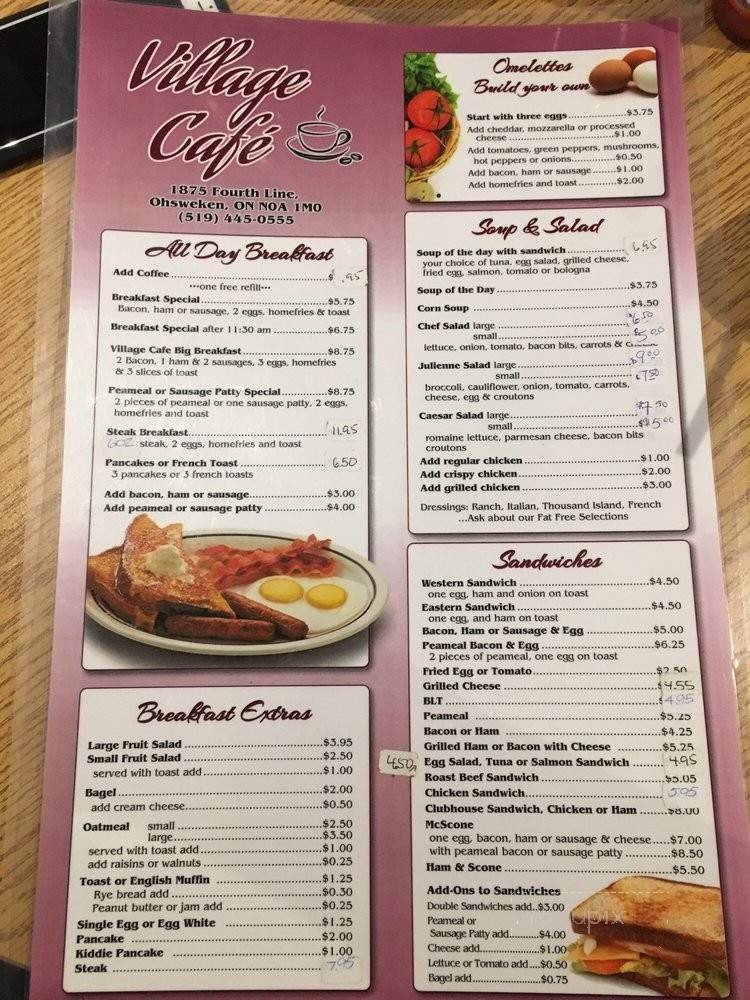 Village Cafe - Ohsweken, ON menu_pic