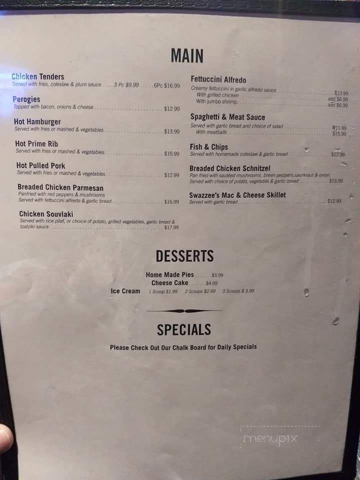 Swazzee's - Waterford, ON menu_pic