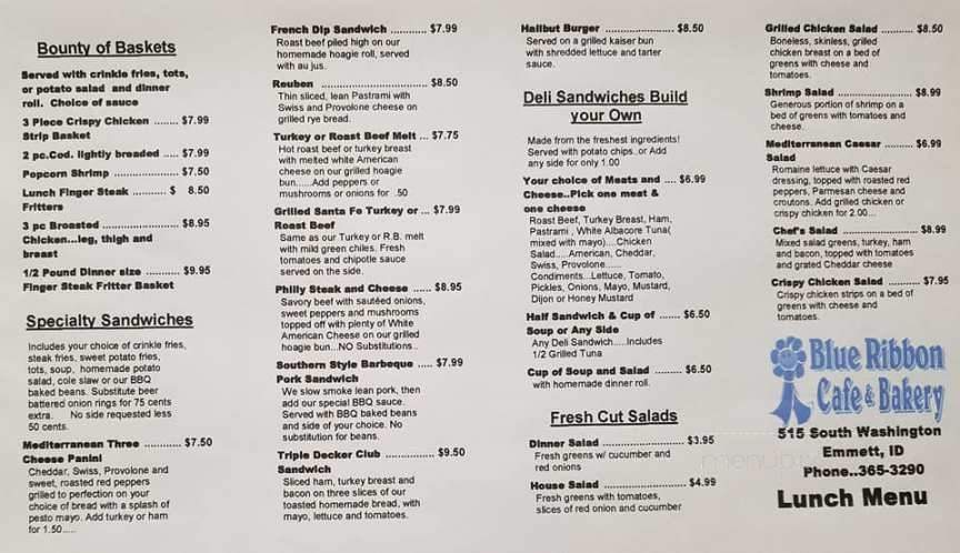 Blue Ribbon Bakery - Emmett, ID menu_pic