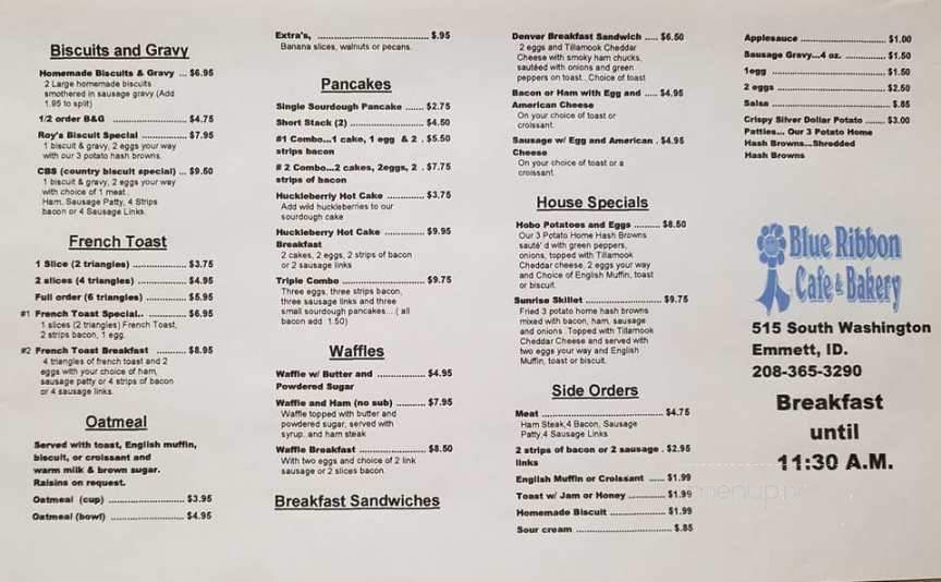 Blue Ribbon Bakery - Emmett, ID menu_pic