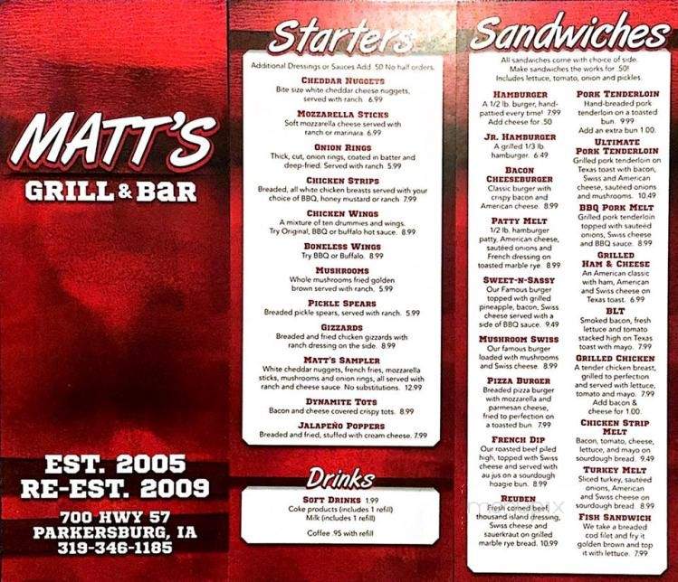 Matt's Grill & Bar Inc - Parkersburg, IA