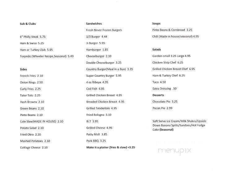 Little Town & Country Restaurant - Bedford, KY menu_pic