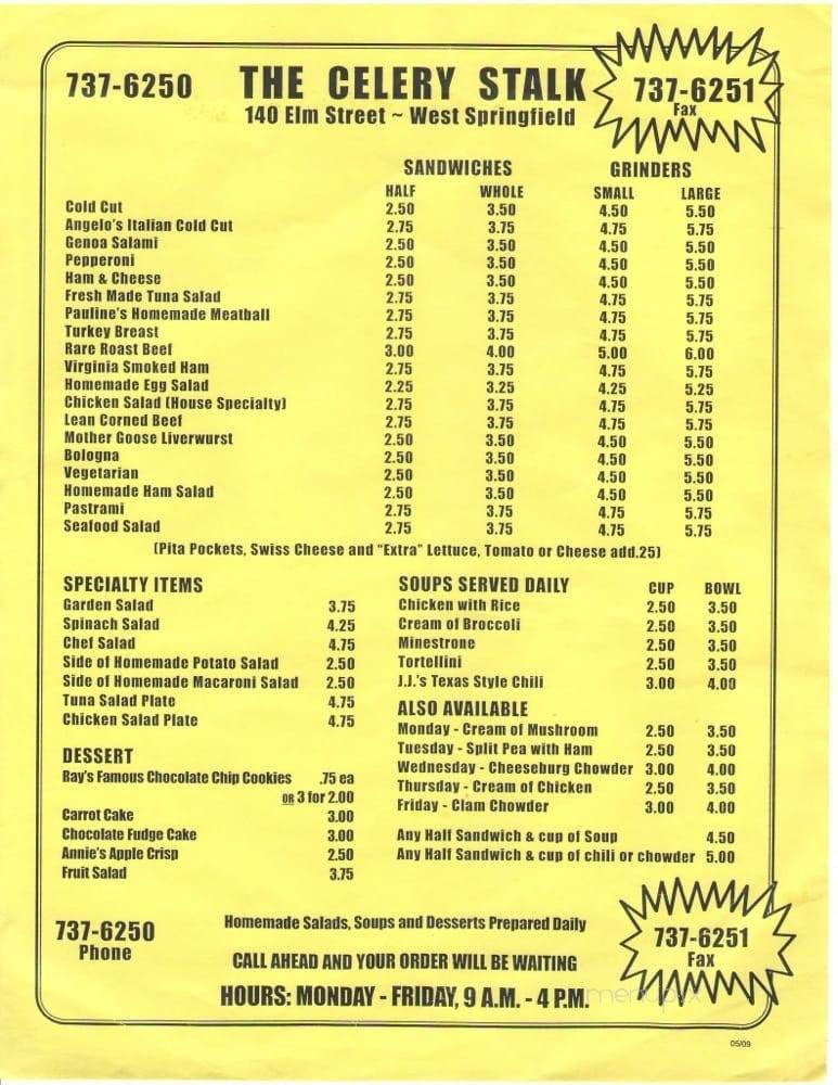 Celery Stalk - West Springfield, MA menu_pic