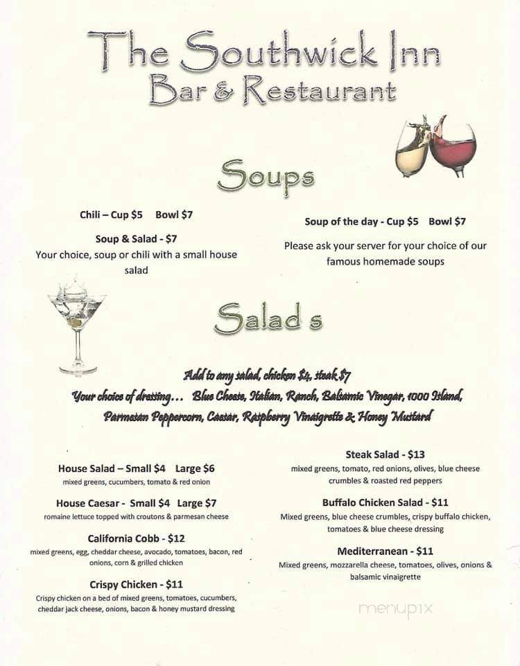 Southwick Inn - Southwick, MA menu_pic
