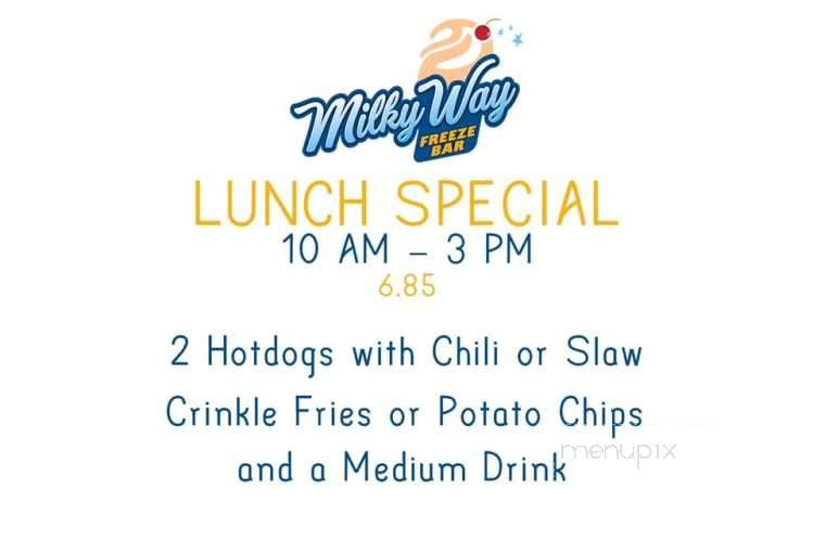 Milkey Way Freeze Bar - Lincolnton, GA menu_pic