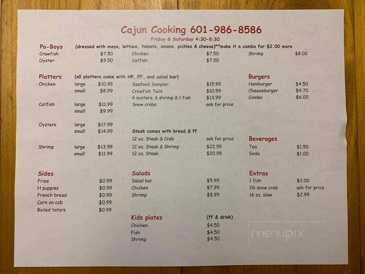 Cajun Cooking - Chunky, MS