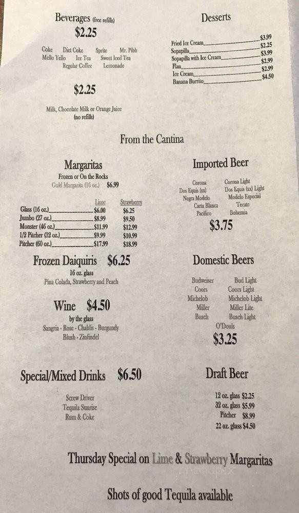 Los Jimadores Mexican Restaurant - Macon, MO menu_pic