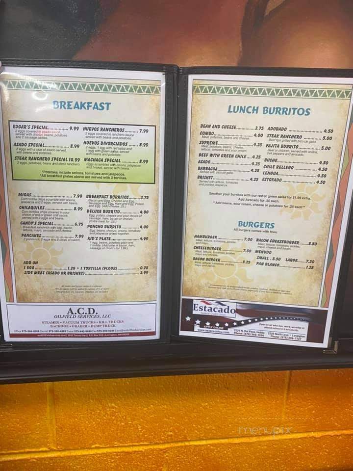 Sara's Place - Lovington, NM menu_pic