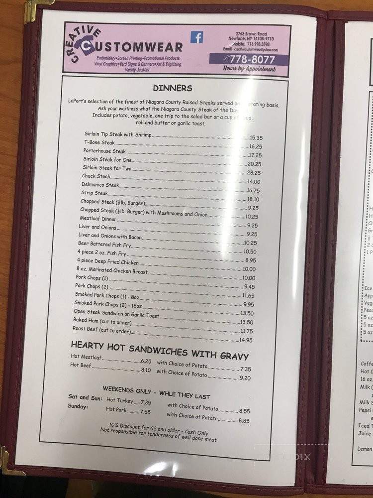 La Port's Pine Restaurant - Lockport, NY menu_pic