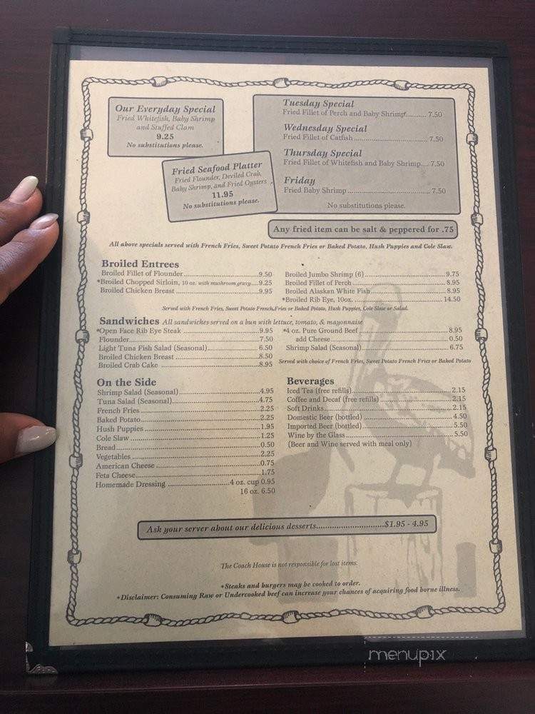 Coach House Seafood & Steak - Black Mountain, NC menu_pic