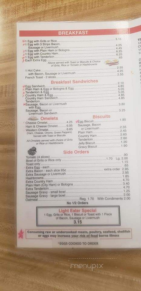 Town House II - Kannapolis, NC menu_pic