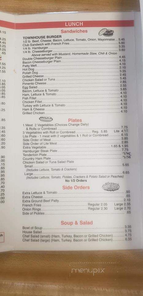 Town House II - Kannapolis, NC menu_pic
