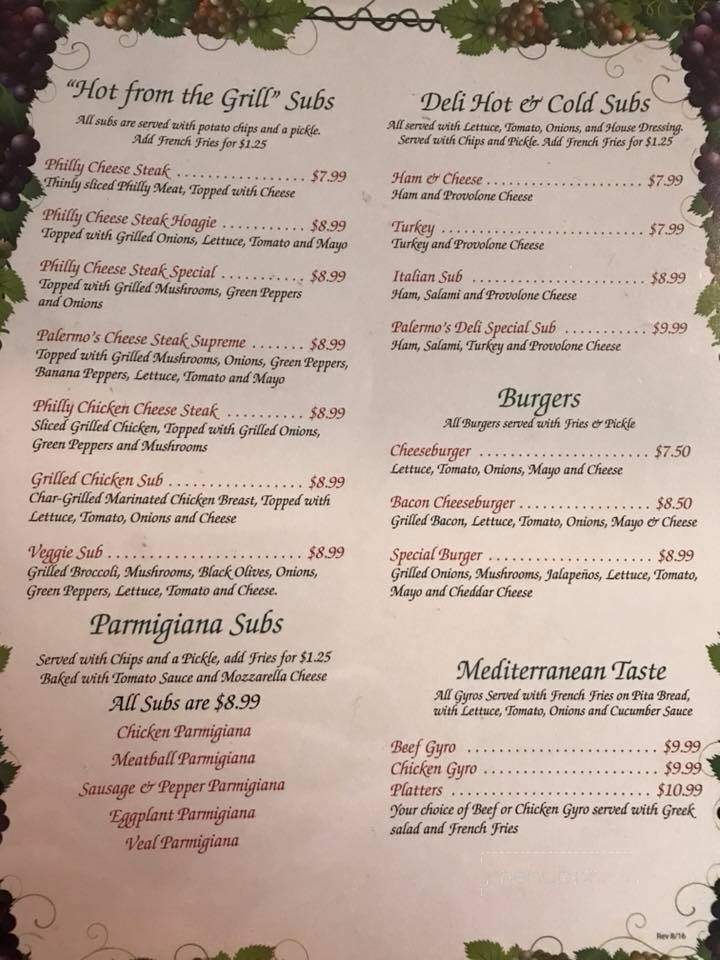Palermo's - Albemarle, NC menu_pic