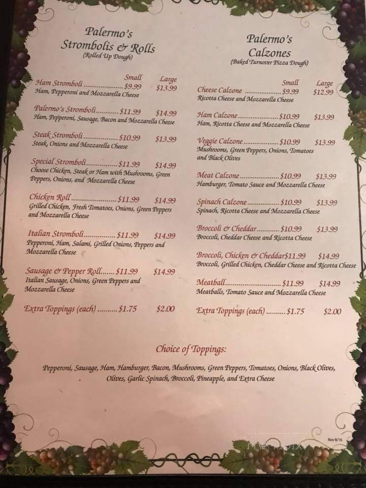 Palermo's - Albemarle, NC menu_pic