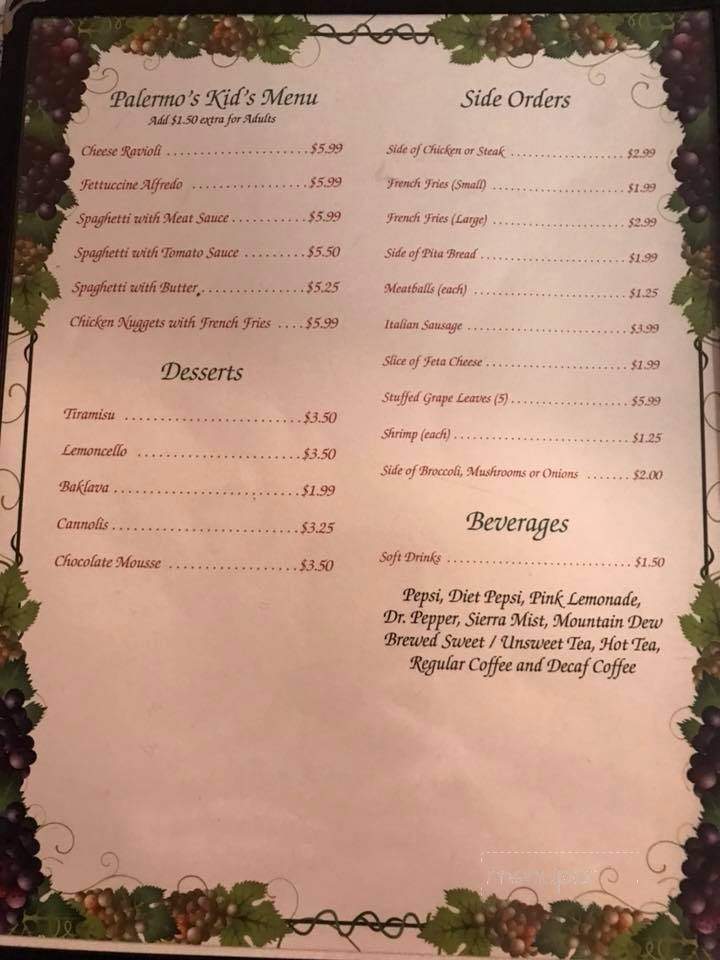 Palermo's - Albemarle, NC menu_pic
