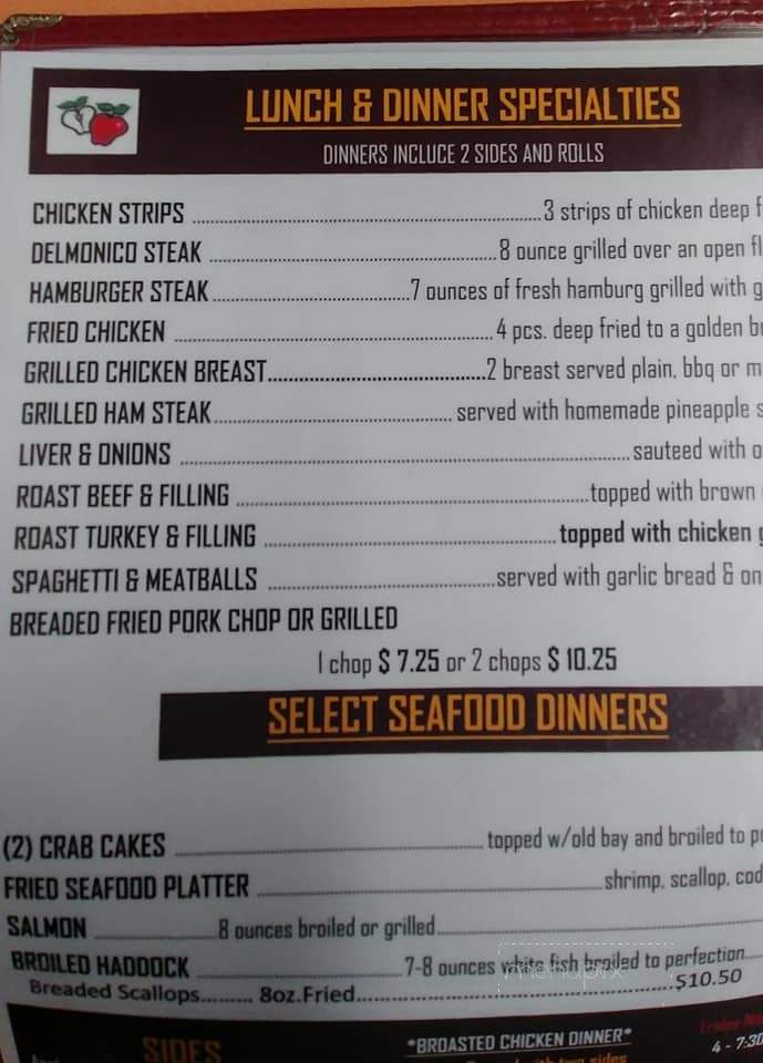Apple Bin Grill & Bakery - Biglerville, PA menu_pic