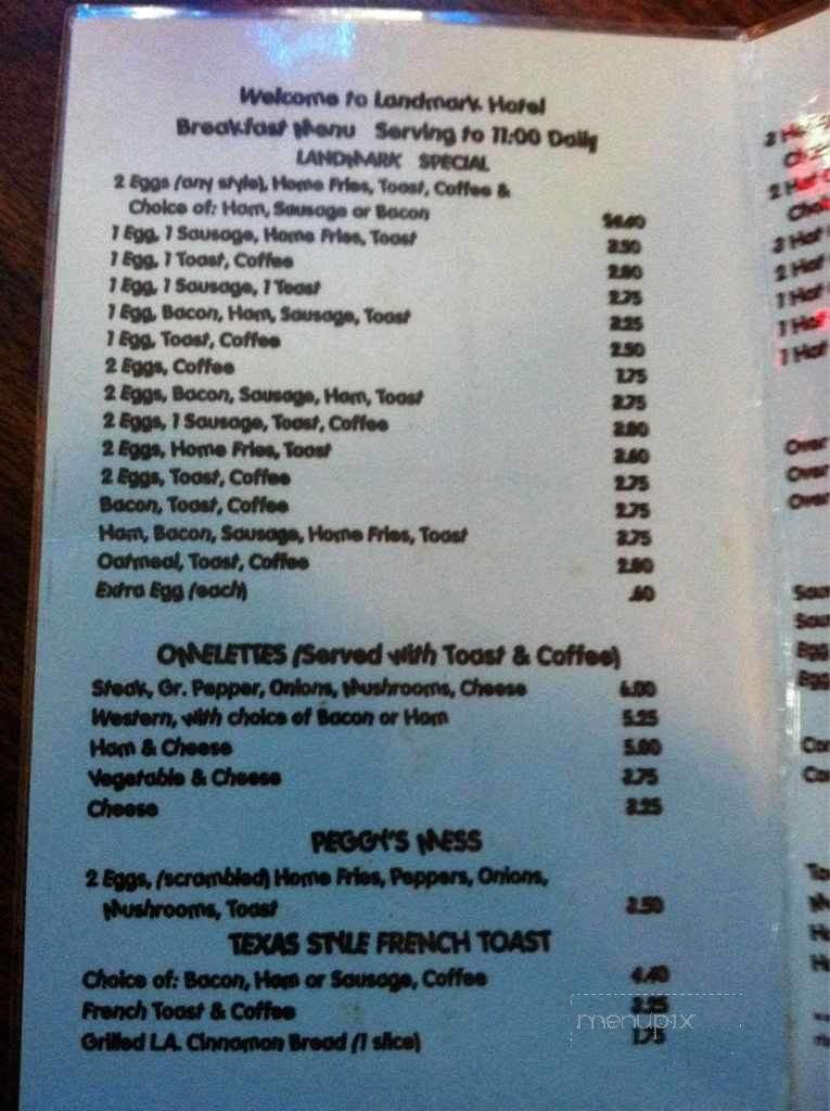 Landmark Hotel - Tidioute, PA menu_pic
