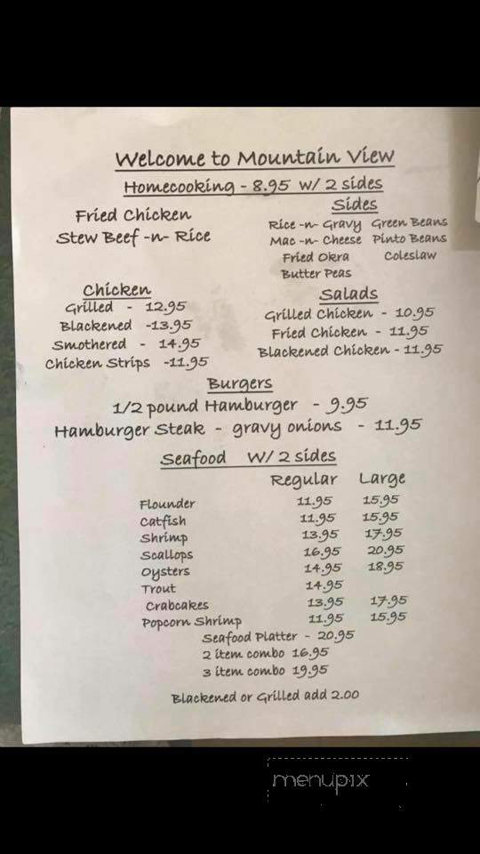 Mountain View Steak & Seafood - West Union, SC menu_pic