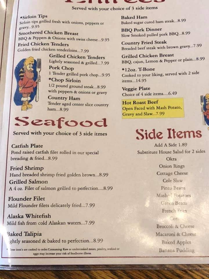 Davy Crockett Restaurant - Morristown, TN menu_pic