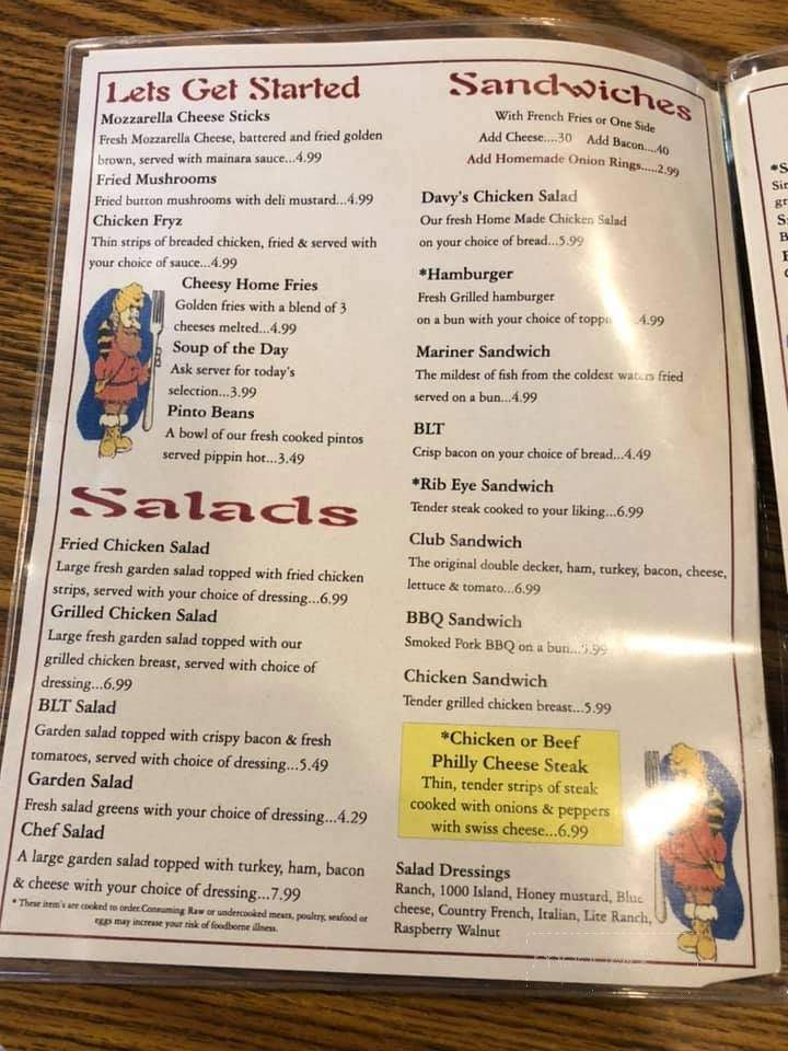 Davy Crockett Restaurant - Morristown, TN menu_pic