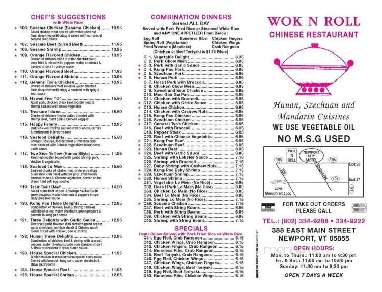 Wok & Roll Chinese Restaurant - Newport, VT