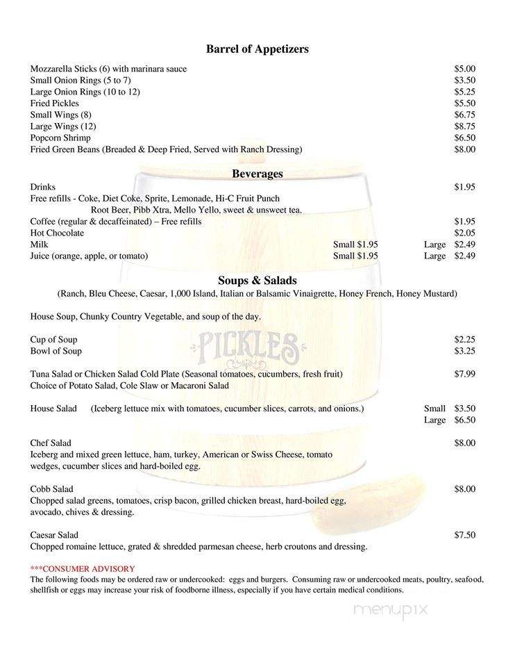 Pickel Barrel - Richmond, VA menu_pic