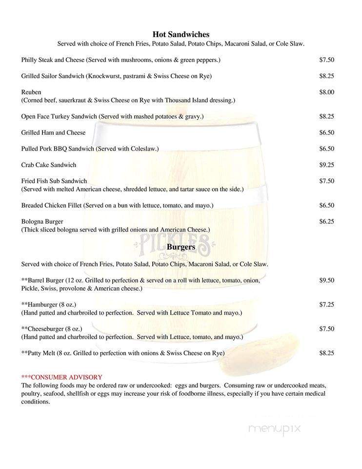 Pickel Barrel - Richmond, VA menu_pic