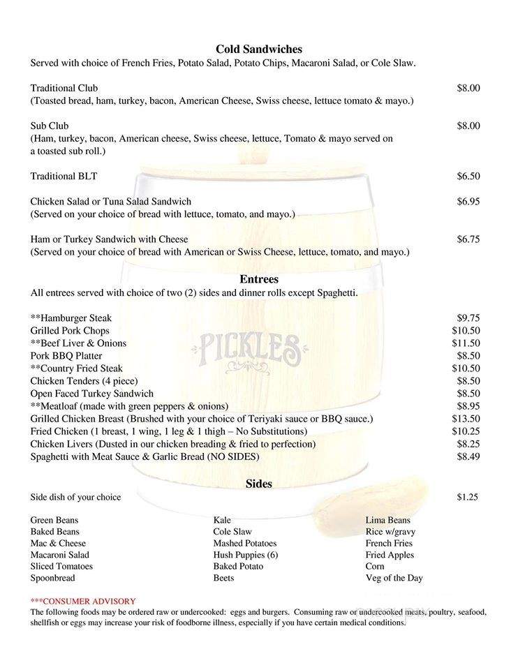 Pickel Barrel - Richmond, VA menu_pic