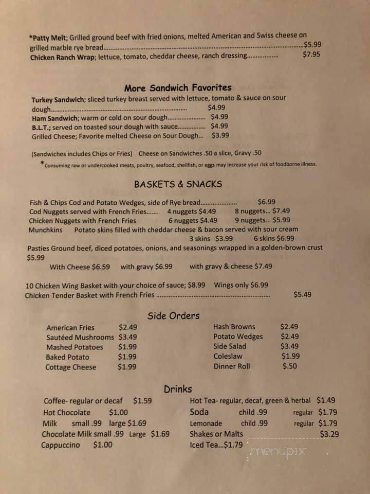 Stoney Ridge Inn - Goodman, WI menu_pic