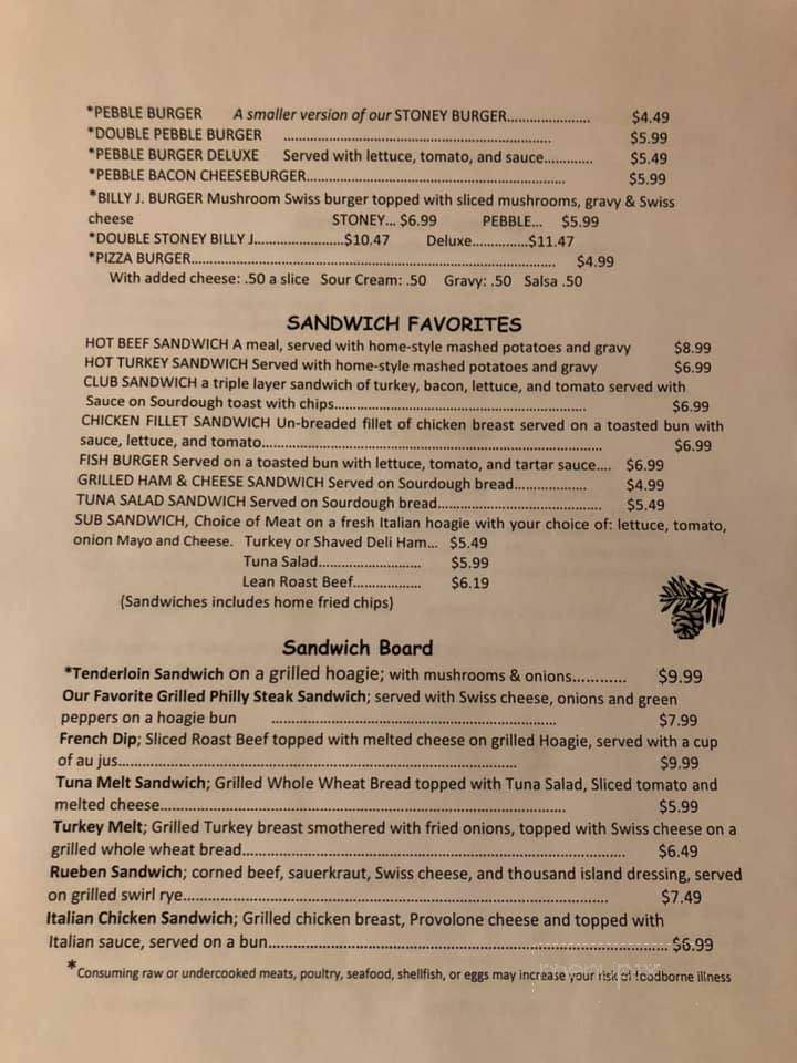 Stoney Ridge Inn - Goodman, WI menu_pic