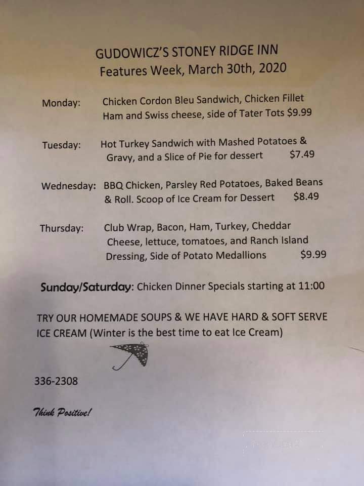 Stoney Ridge Inn - Goodman, WI menu_pic