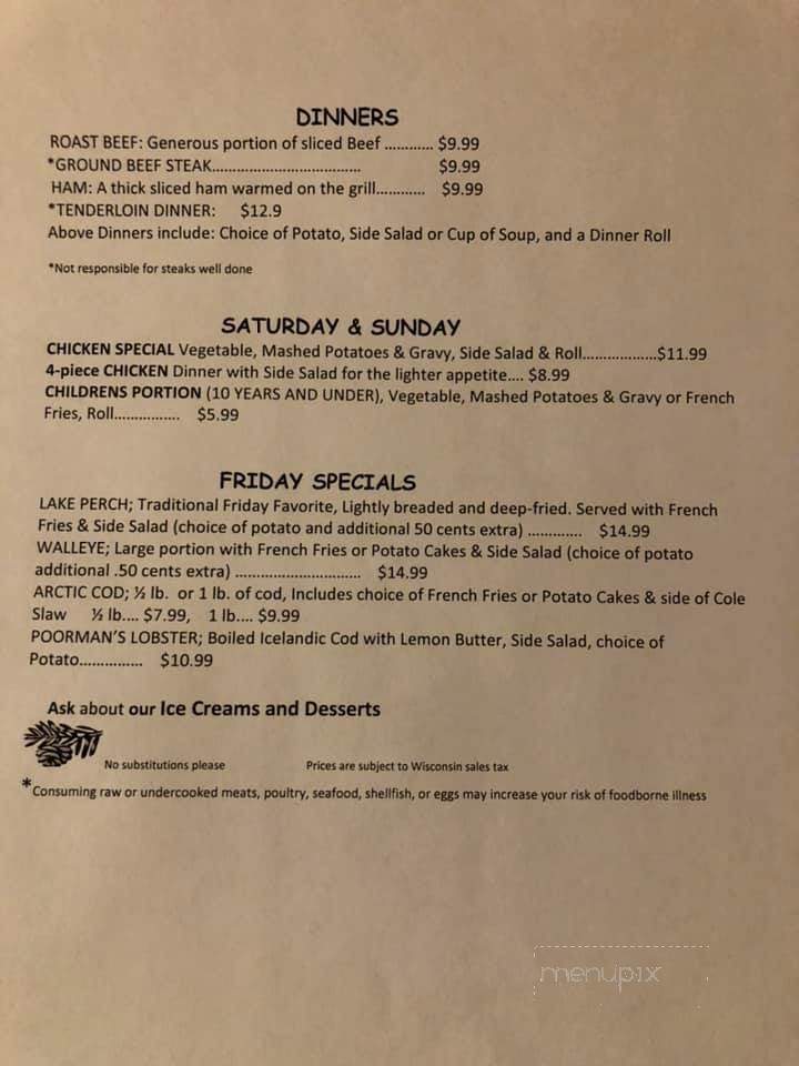 Stoney Ridge Inn - Goodman, WI menu_pic