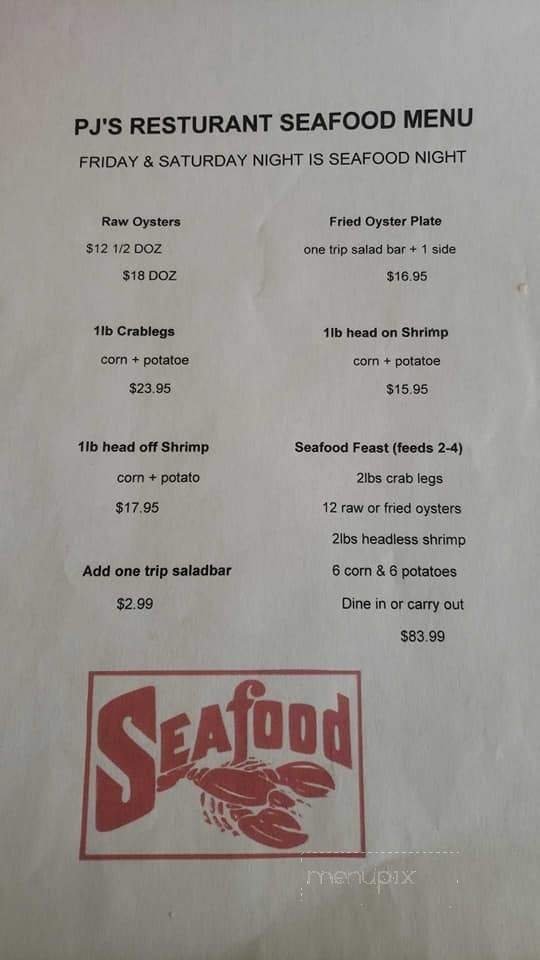 P J's Restaurant - Jasper, AL menu_pic