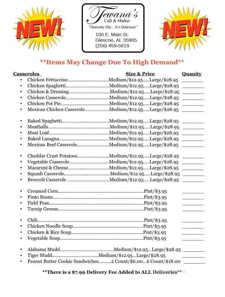 Tewana's - Glencoe, AL menu_pic