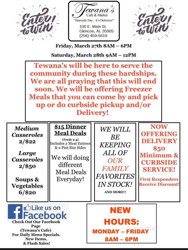 Tewana's - Glencoe, AL menu_pic