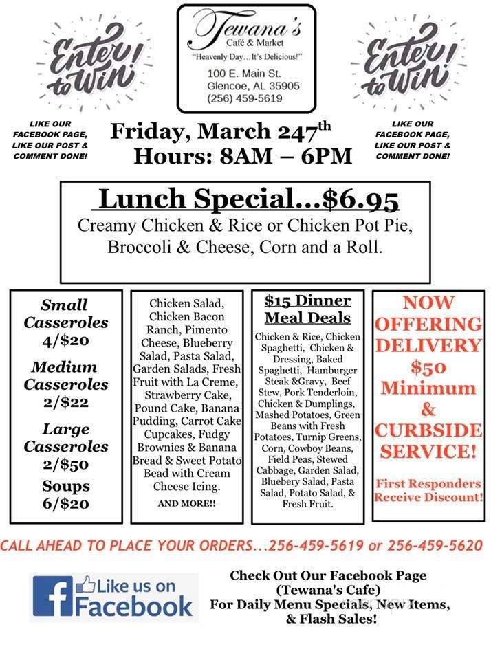Tewana's - Glencoe, AL menu_pic