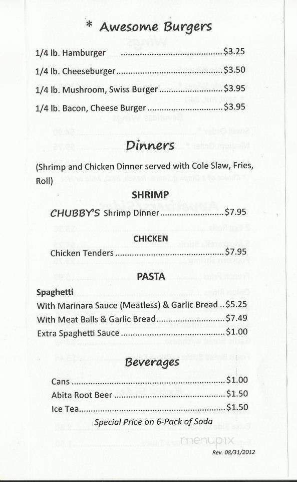 Chubby's Pizza Ribs & More - Lillian, AL menu_pic