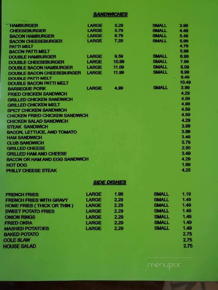 Creek Bank Restaurant - Wagarville, AL menu_pic