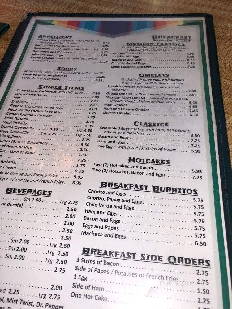 Velasco's Mexican Restaurant - Prather, CA menu_pic