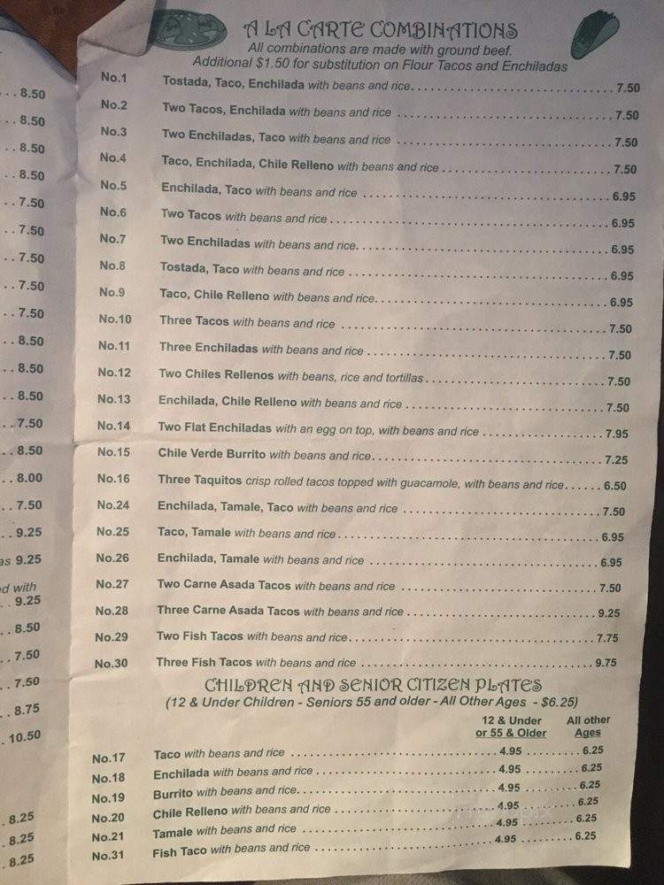 Velasco's Mexican Restaurant - Prather, CA menu_pic