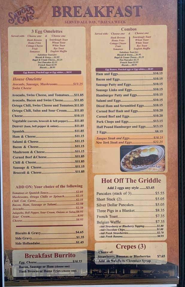 Saugus Cafe - Saugus, CA menu_pic
